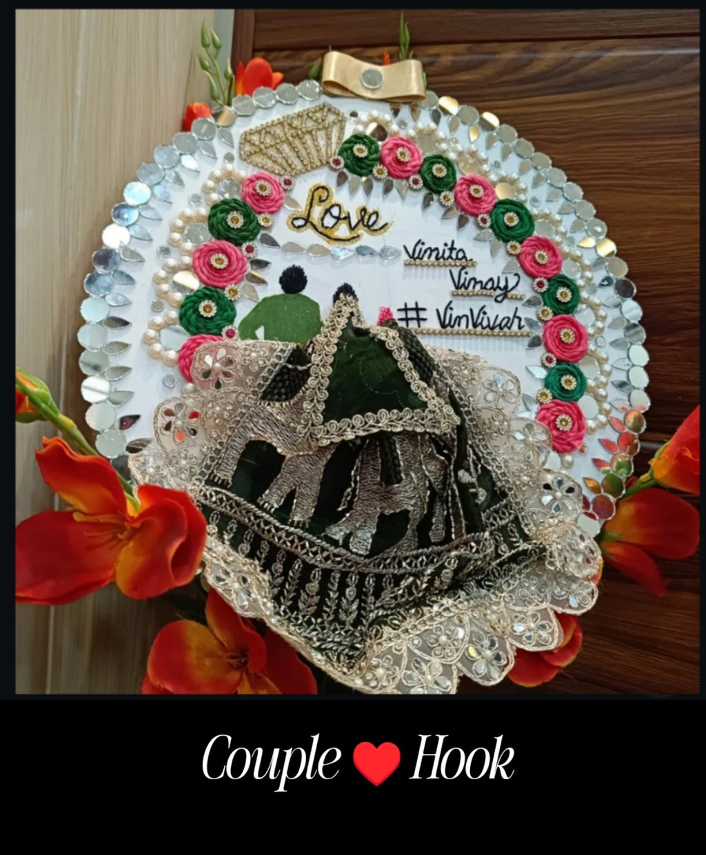 Customized Couple Hoop Frame (12 Inch) – Handmade Personalized Gift
