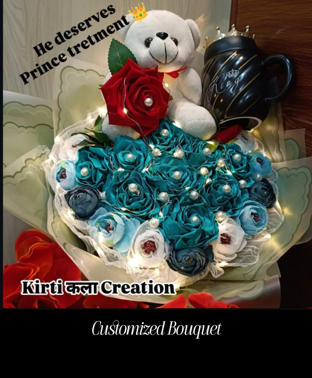 Customized Gift Bouquet with Teddy & Mug