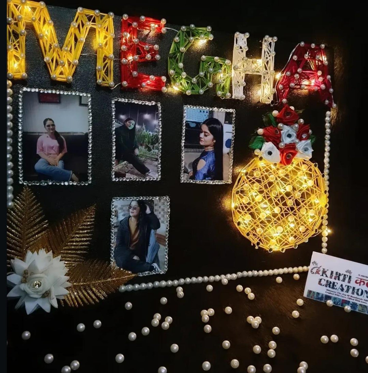 Customized String Art Photo Frame with LED Lights