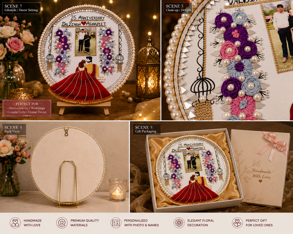 Customized Couple Hoop Frame | Double Frame Design | 10x10 Inch