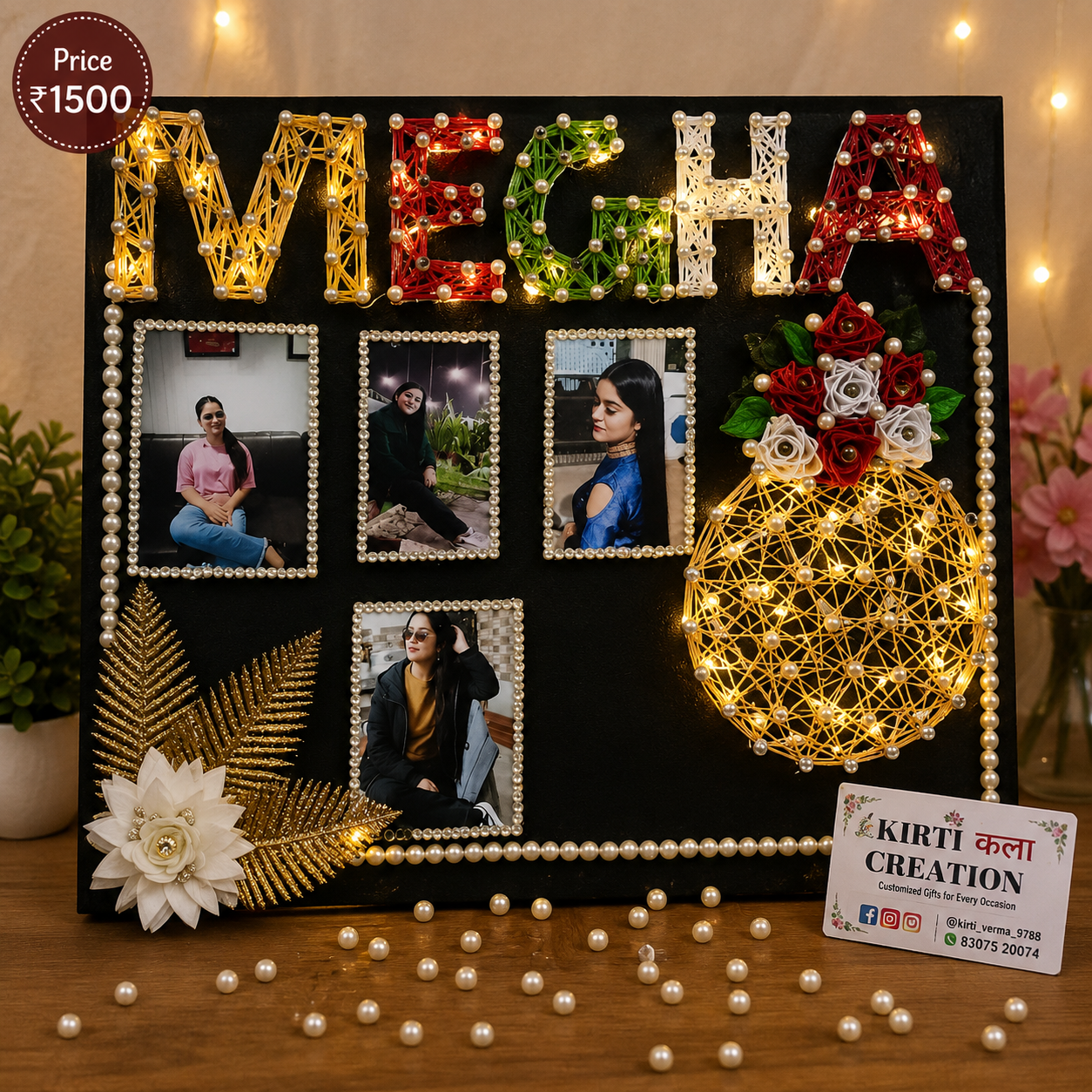 Customized String Art Photo Frame with LED Lights
