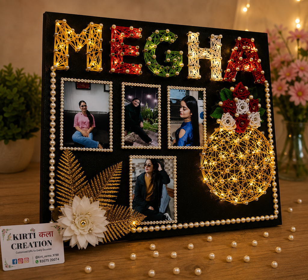 Customized String Art Photo Frame with LED Lights
