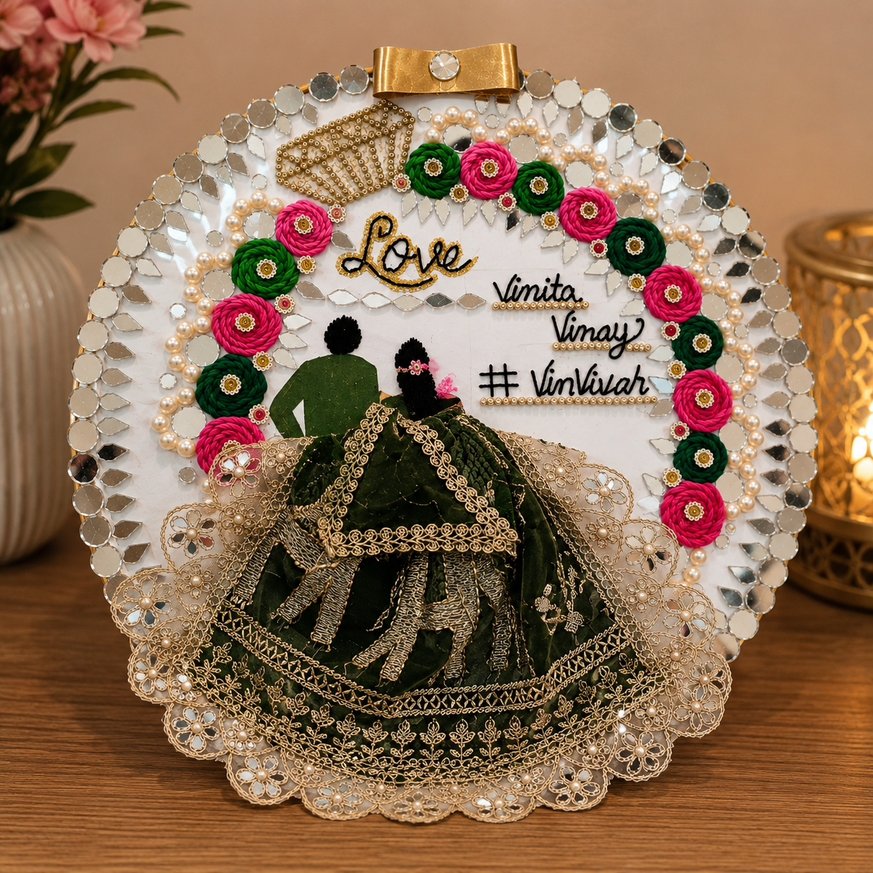 Customized Couple Hoop Frame (12 Inch) – Handmade Personalized Gift